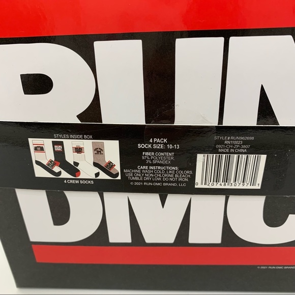 RUN DMC 4 Pack Graphic Men’s Crew Socks Gift Set Boombox 1984 Retro Size 10-13 - Picture 8 of 8